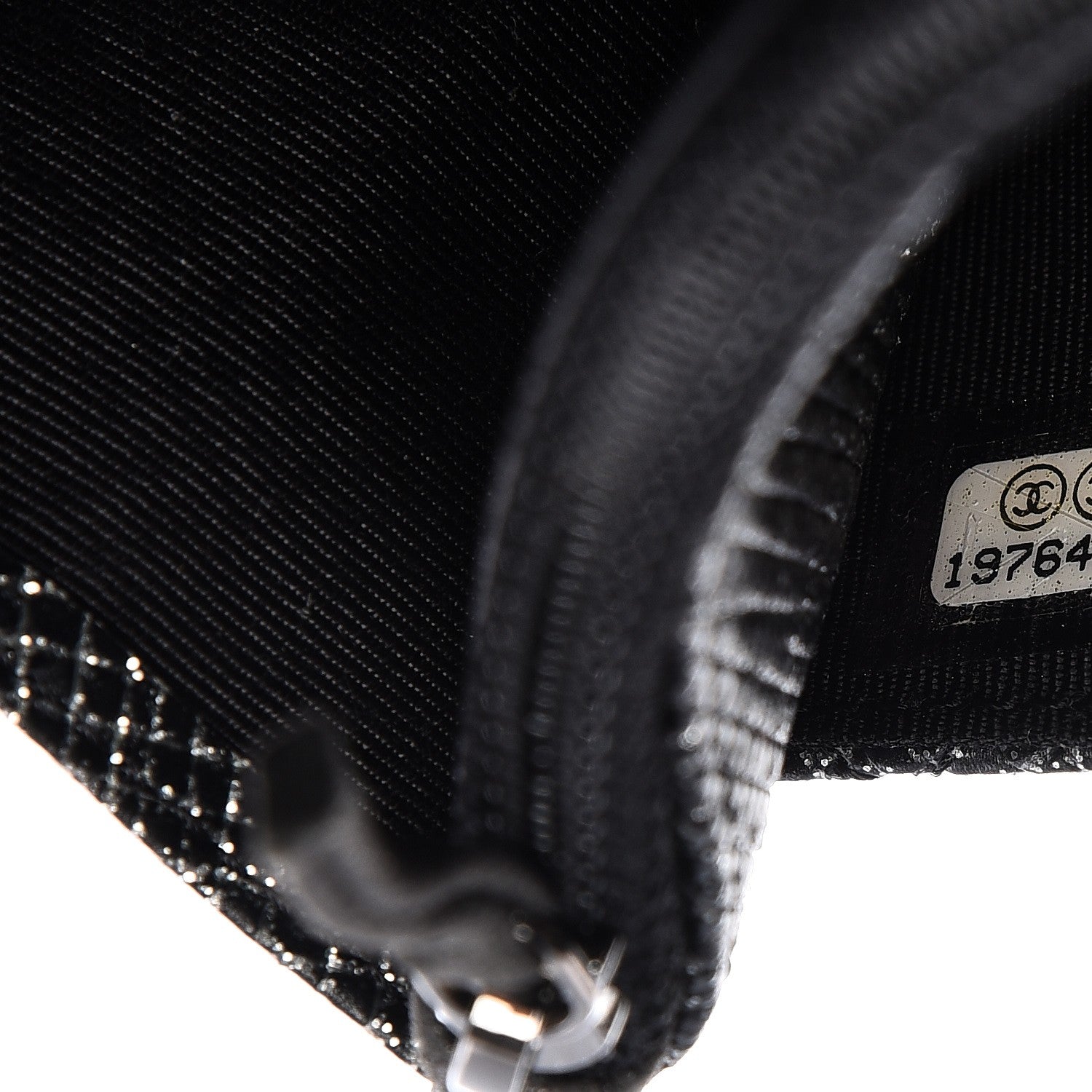 Chanel Glitter Calfskin Quilted Wallet on Chain WOC Black Silver 8 of 9