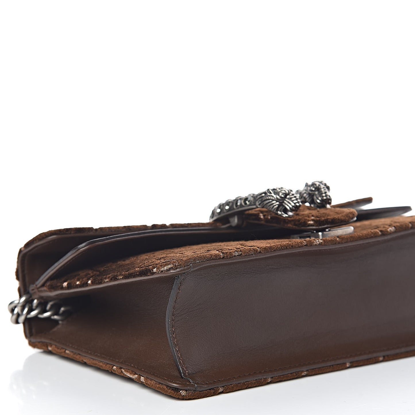 Velvet Moon Calfskin Crystal GG Monogram Small Dionysus Shoulder Bag Brown Vintage Cocoa Black Diamond