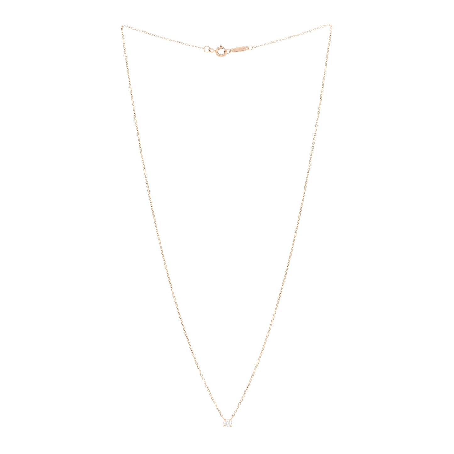 18K Rose Gold Diamond .14ct Solitaire Pendant Necklace