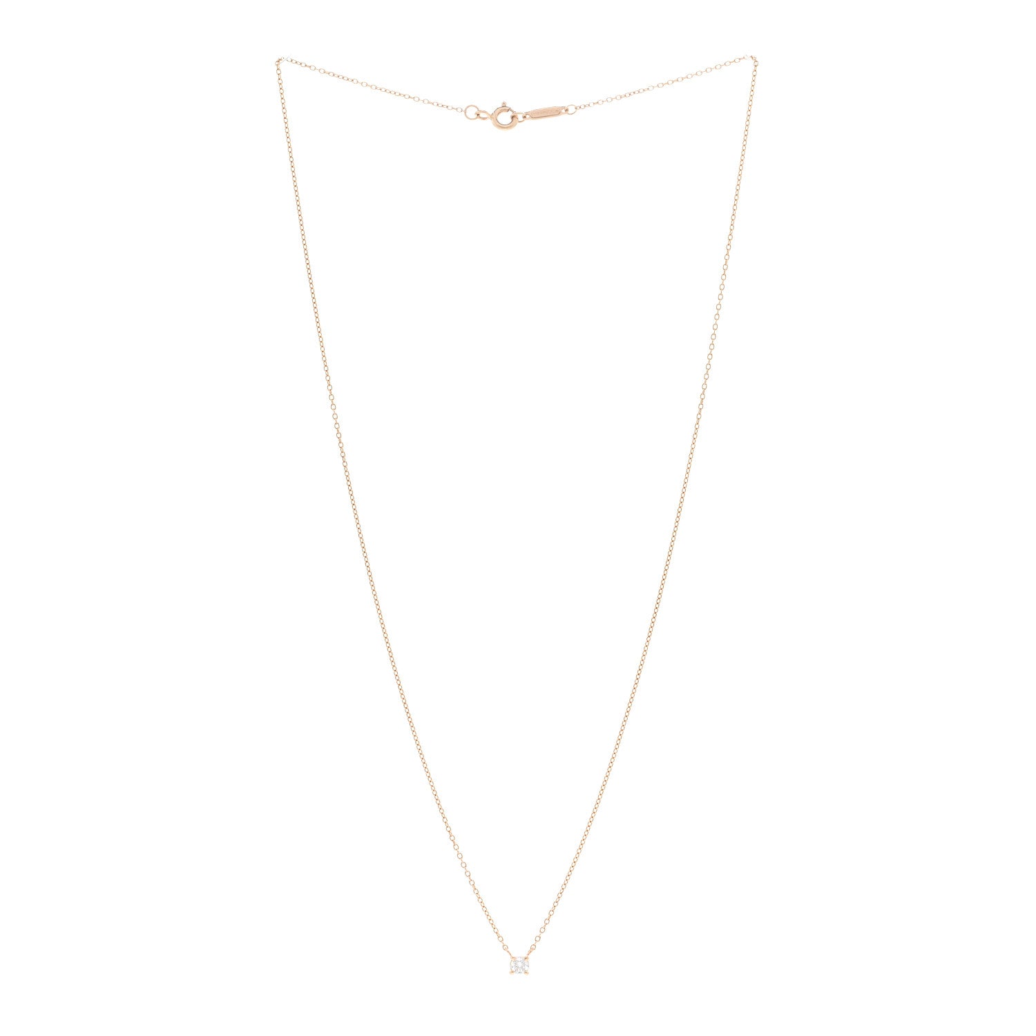 Tiffany 18K Rose Gold Diamond .14ct Solitaire Pendant Necklace 3 of 5
