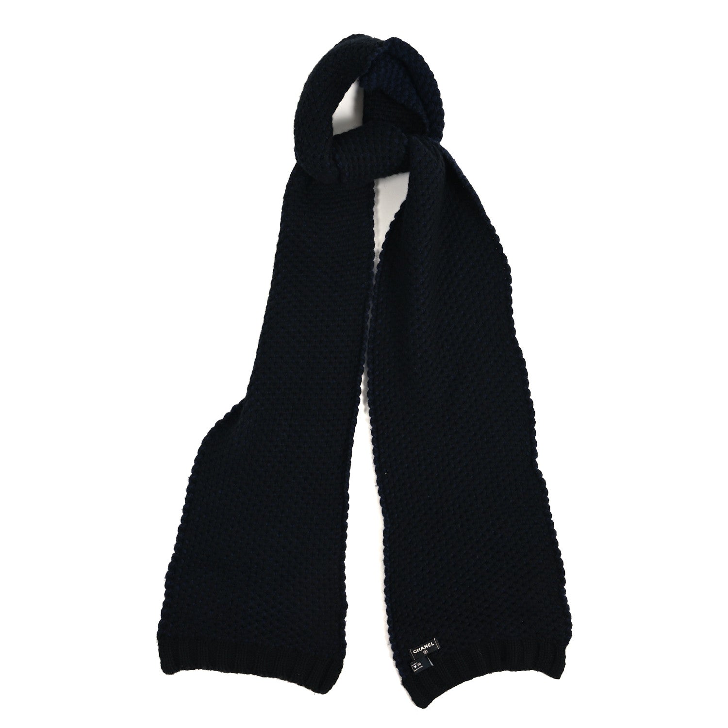 Chanel Cashmere CC Logo Shooting Star Scarf Blue Black 1 of 3