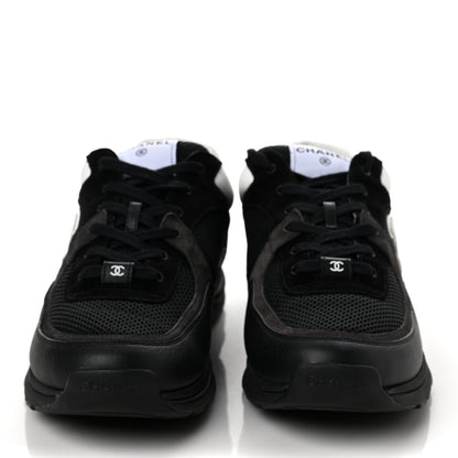 Chanel Mesh Suede Calfskin Grained Calfskin Mens CC Sneakers 45 Black White 2 of 7