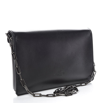 Valentino Garavani Calfskin V Rivet Chain Clutch Black 3 of 9