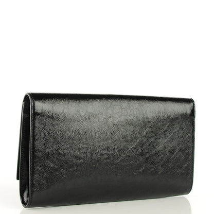 Saint Laurent Textured Patent Monogram Large Belle De Jour Clutch Black 3 of 7