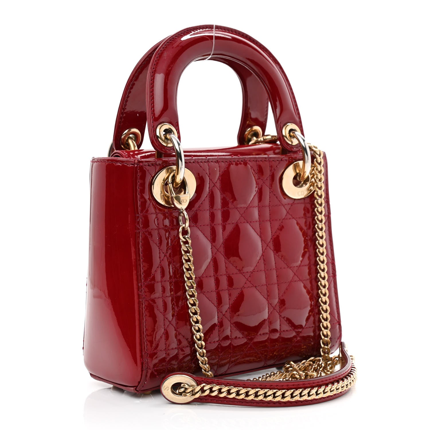 Christian Dior Patent Cannage Mini Lady Dior Red 3 of 15
