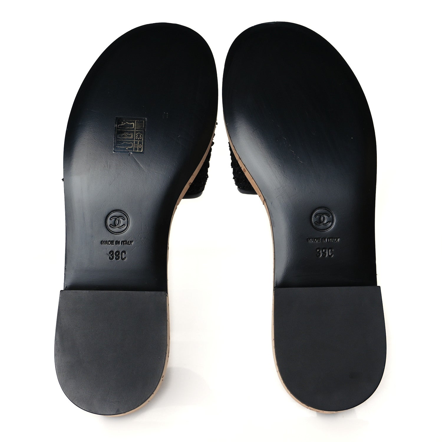 Chanel Tweed Cork CC Chain Mule Sandal 39 Black 5 of 9
