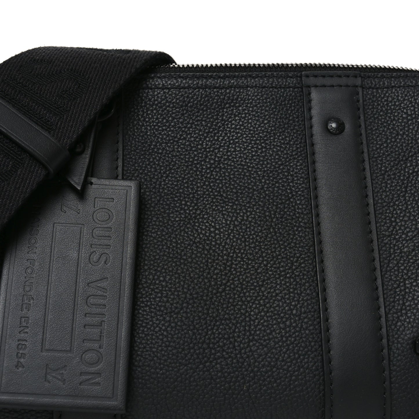 Grained Calfskin Aerogram City Keepall Black