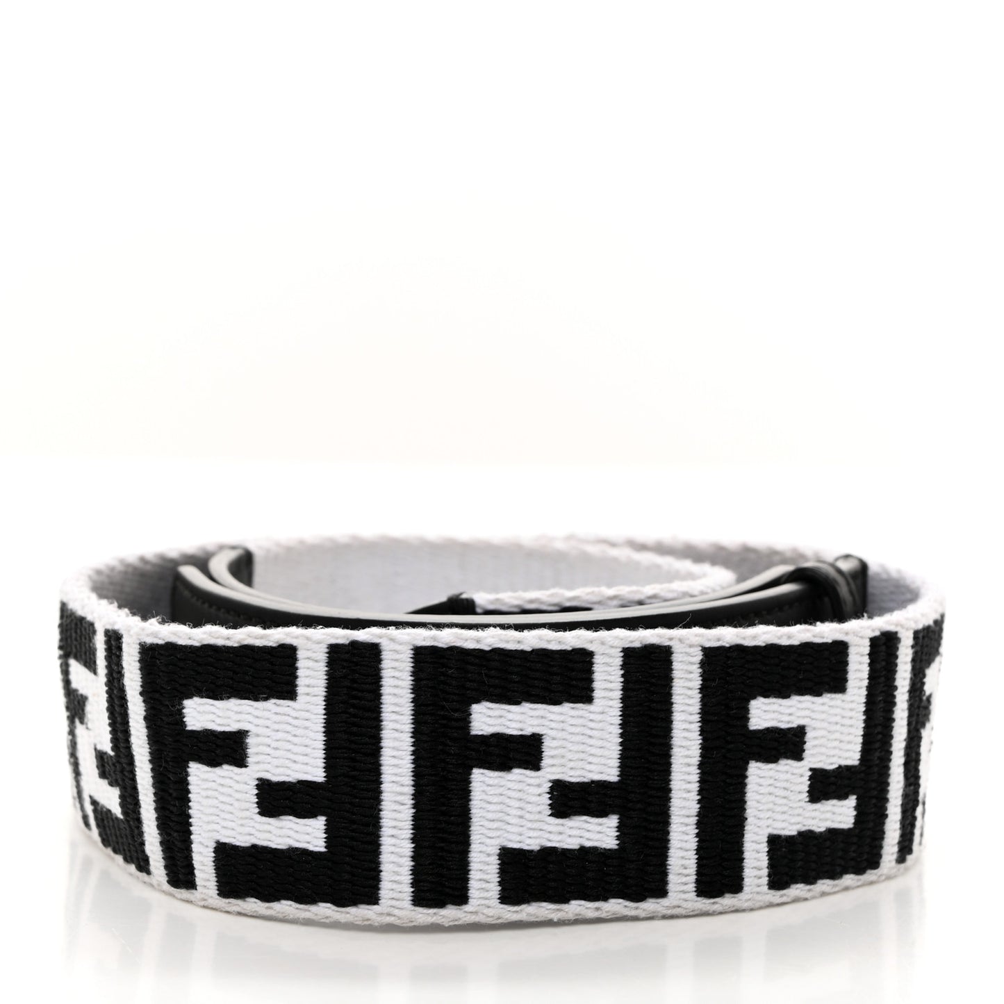 Canvas Calfskin FF 1974 Studded Strap You Black White