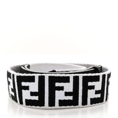 Fendi Canvas Calfskin FF 1974 Studded Strap You Black White 2 of 7