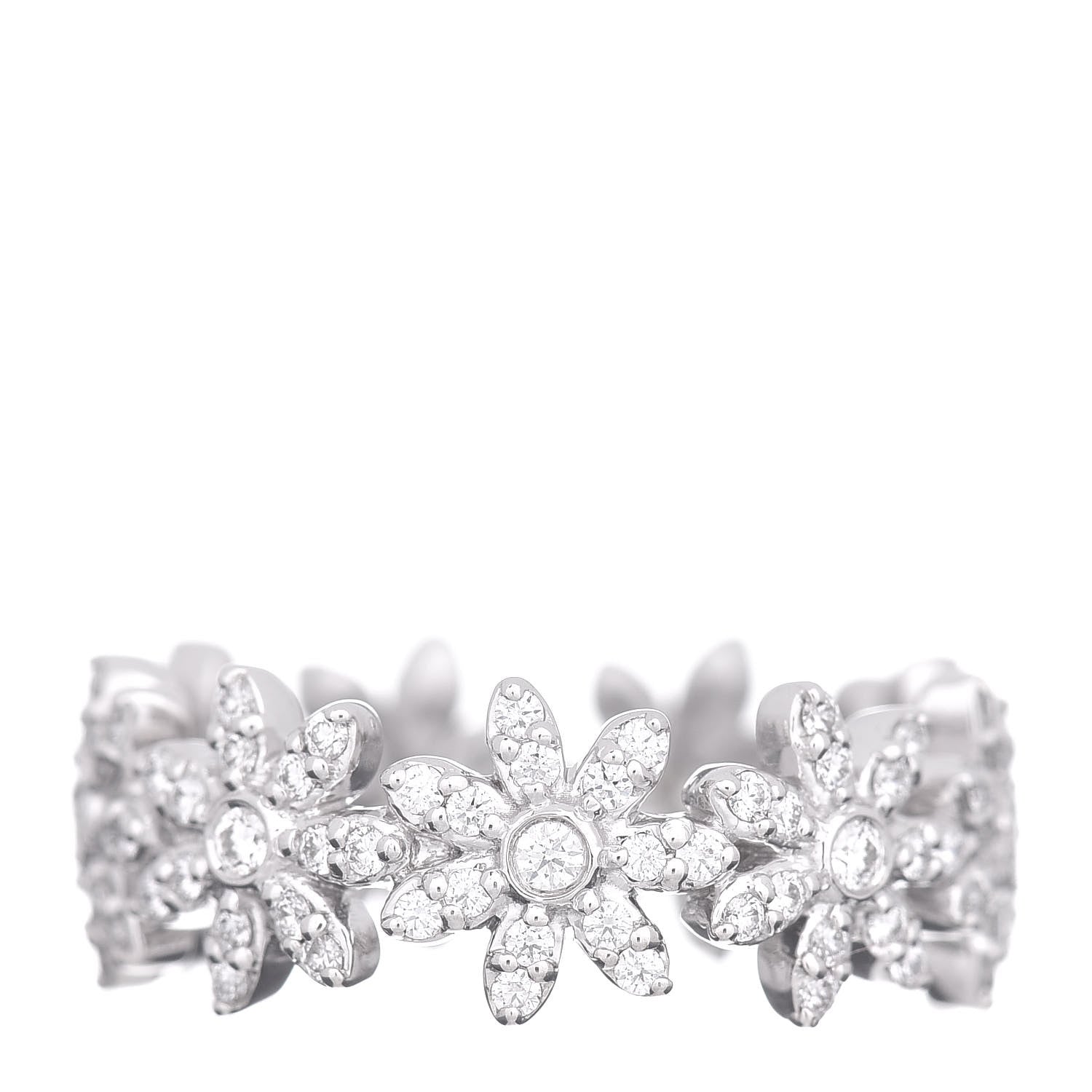 Tiffany 18K White Gold Diamond Daisy Metro Band Ring 49 4.75 1 of 6