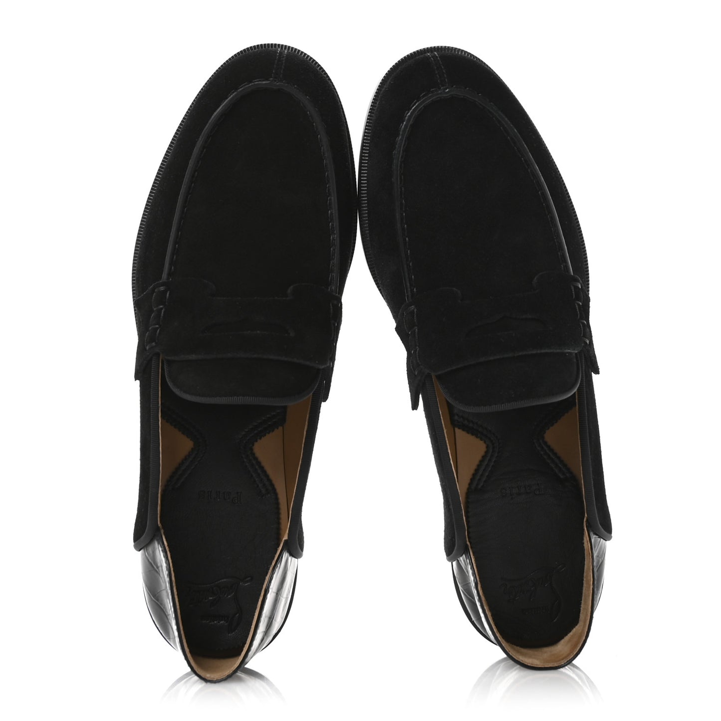Crosta Alligator Embossed Mens Penny No Back Flat 42.5 Black