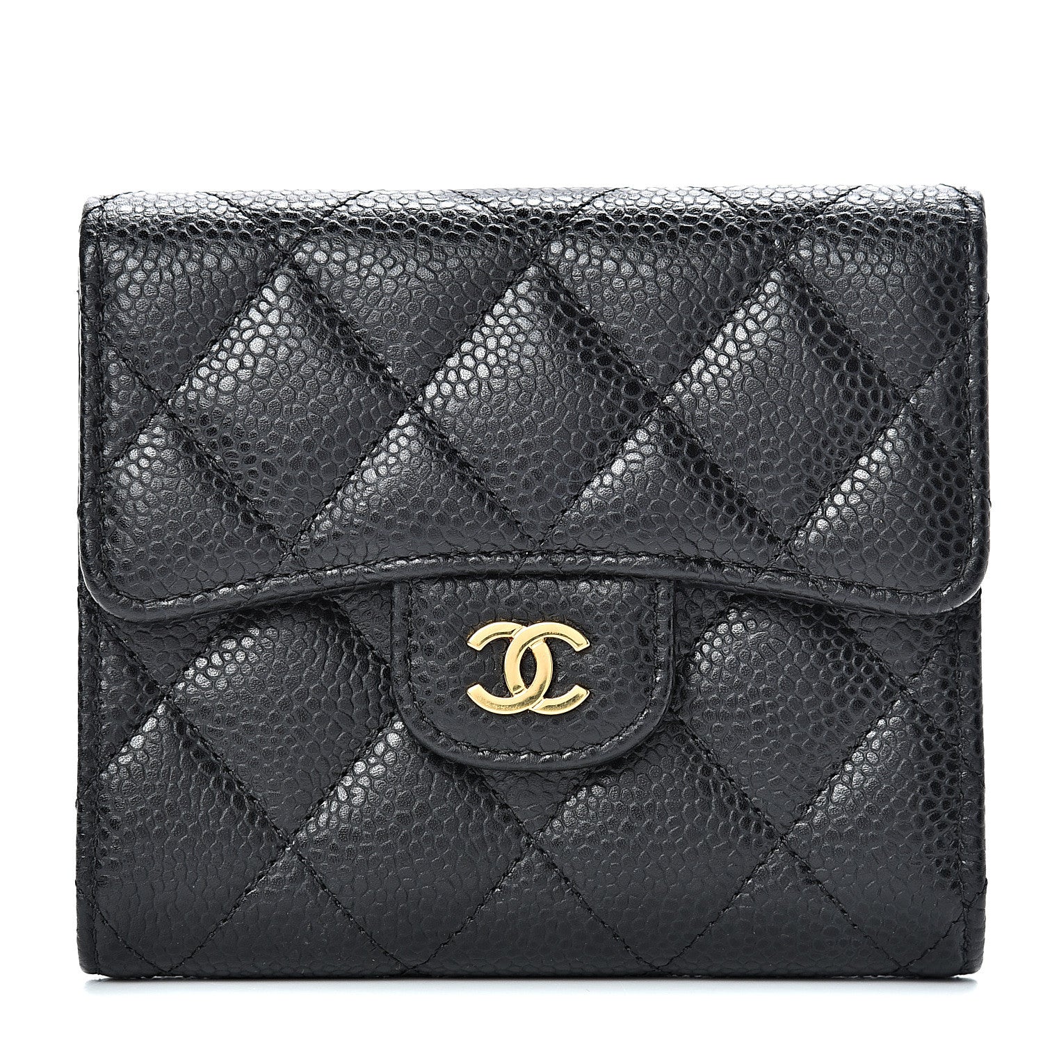 Chanel Caviar Quilted Compact Flap Wallet Black 1 of 8