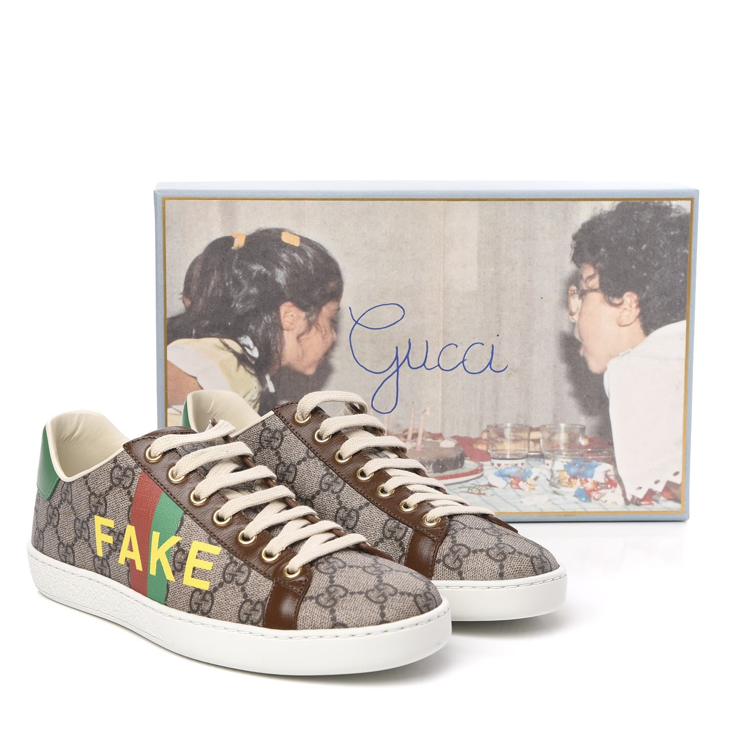 Gucci GG Supreme Monogram Fake/Not Womens Ace Sneakers 38 Beige New Shamarock Brown Sugar 9 of 9