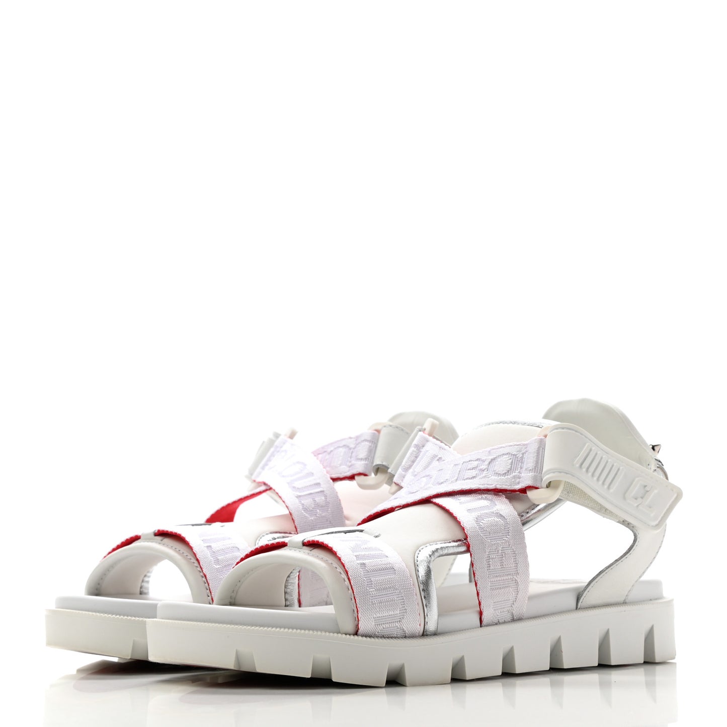 Calfskin Velcrissimo Flat Sandals 36.5 Blanco Silver