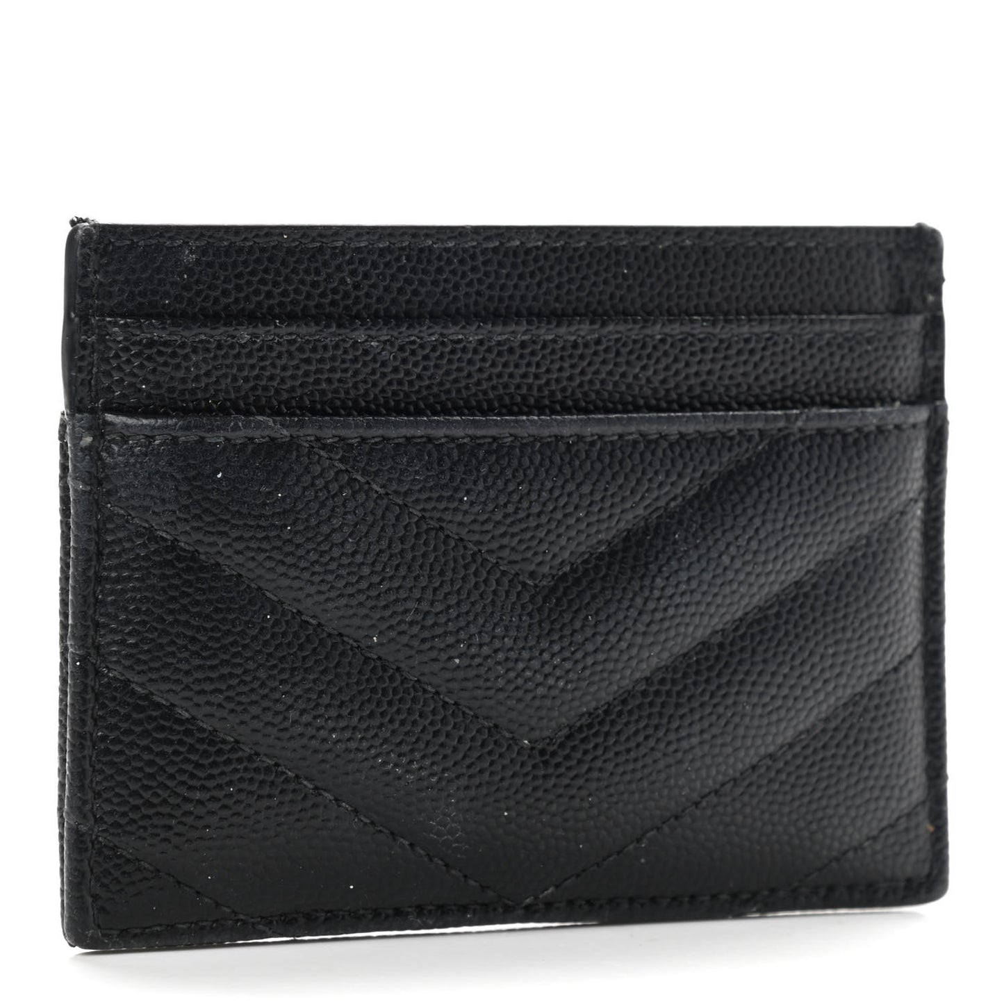 Grain De Poudre Matelasse Chevron Monogram Credit Card Case Black
