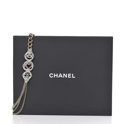 Chanel Crystal Eye Heart CC Multi Strand Chain Necklace Gold Green Pink Blue 6 of 6
