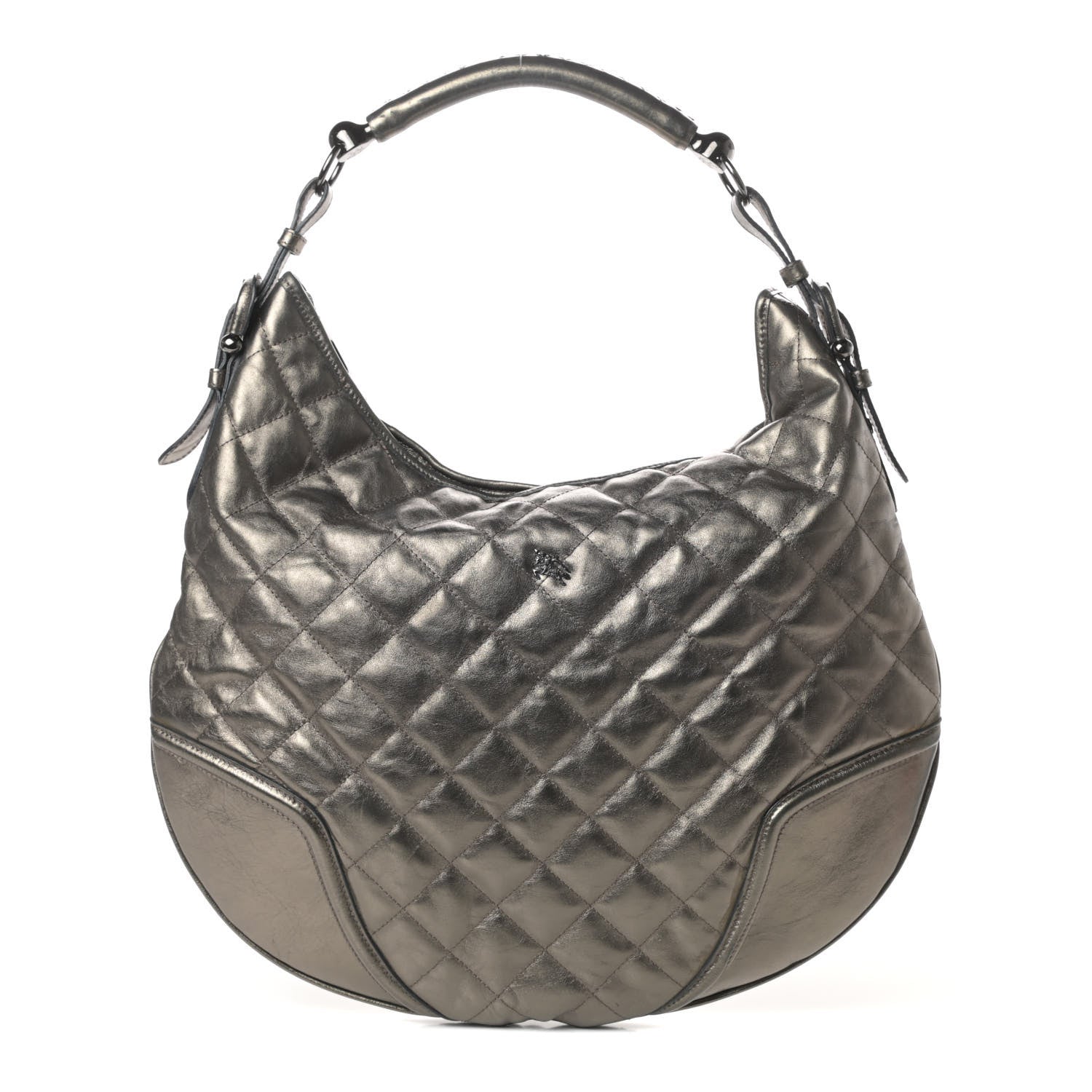 Burberry Metallic Calfskin Quilted Hoxton Hobo Nickel 1 of 9
