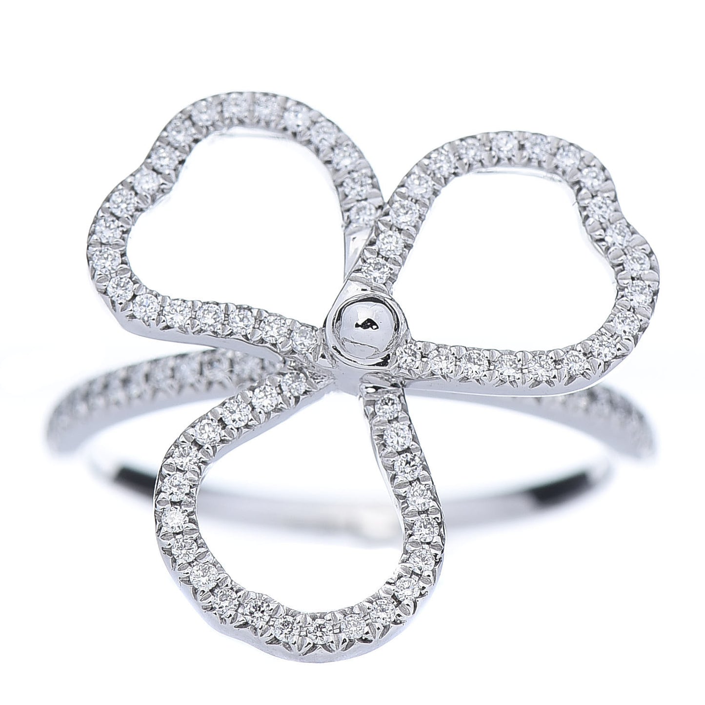 Platinum Diamond Open Paper Flowers Ring 52 6