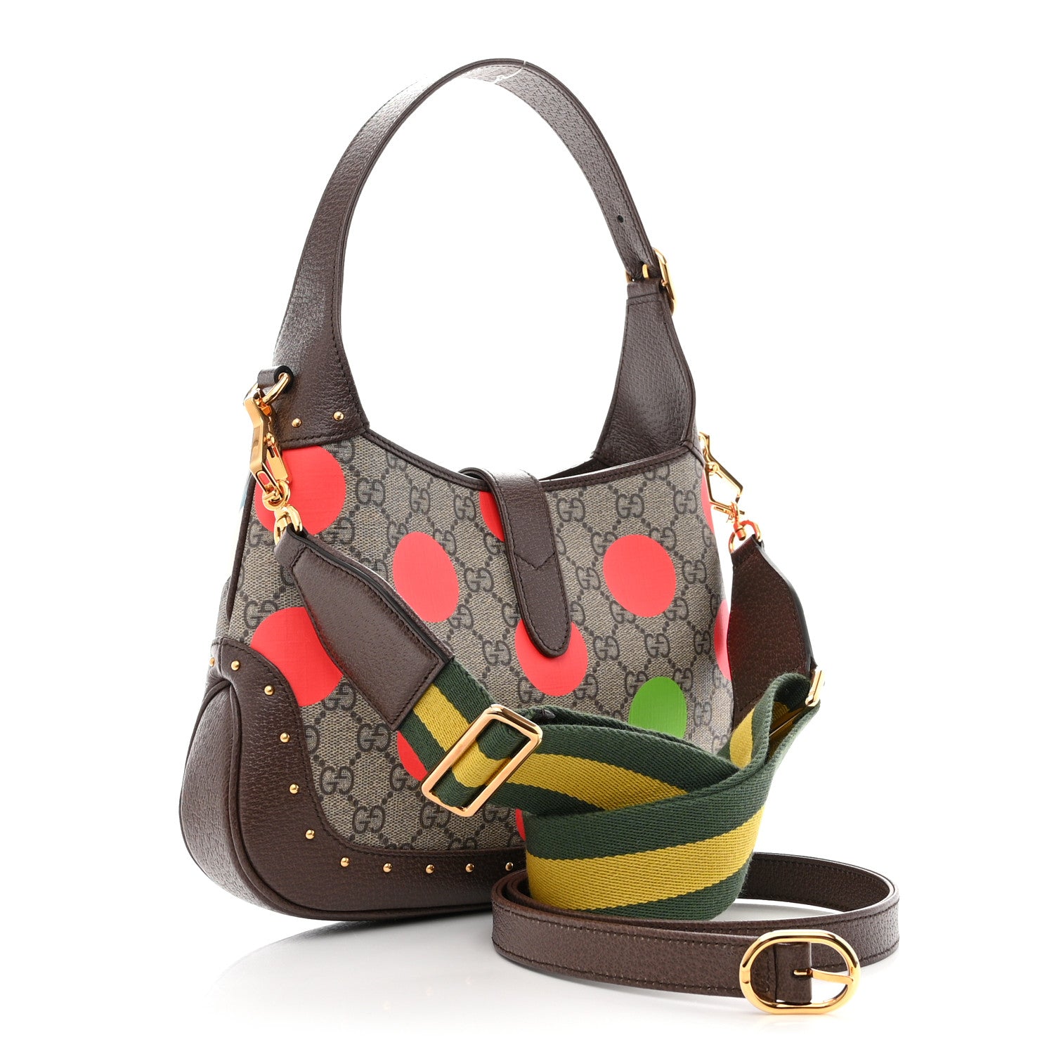 Gucci GG Supreme Monogram Geometric Textured Dollar Calfskin Web Small Jackie 1961 Hobo 3 of 11
