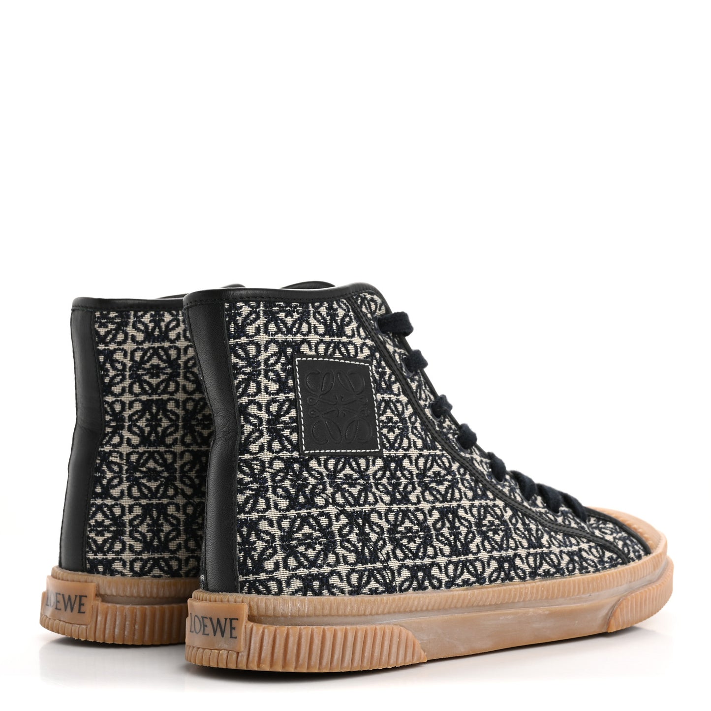 Jacquard Anagram Calfskin High Top Sneakers 41 Navy