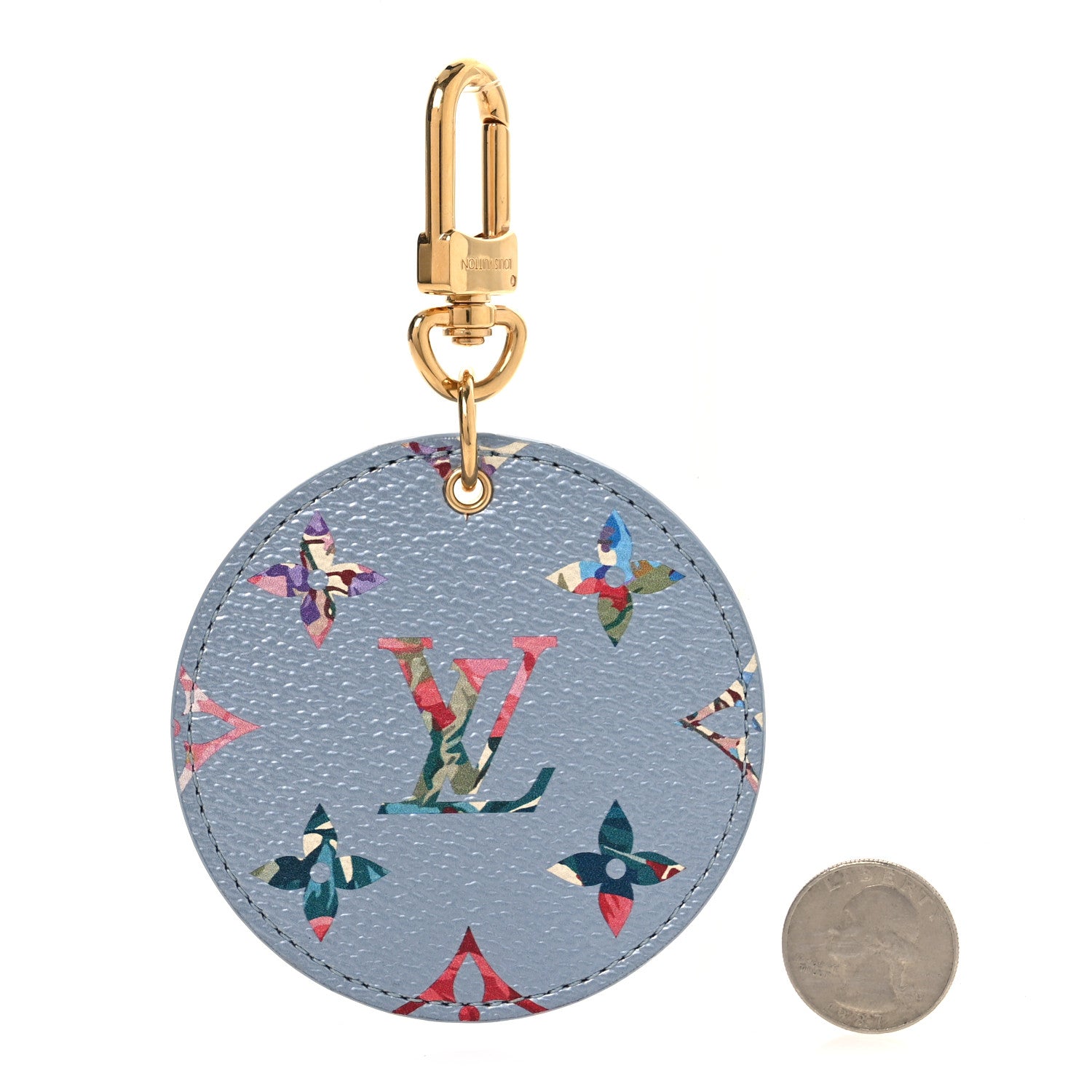 Louis Vuitton Metallic Monogram LV Garden Illustre Bag Charm Key Ring Blue 2 of 3