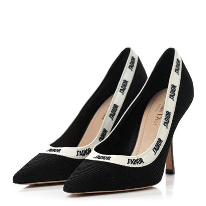 Christian Dior Technical Canvas Ribbon Embroidered J'Adior 100mm Pumps 39 Black 3 of 8