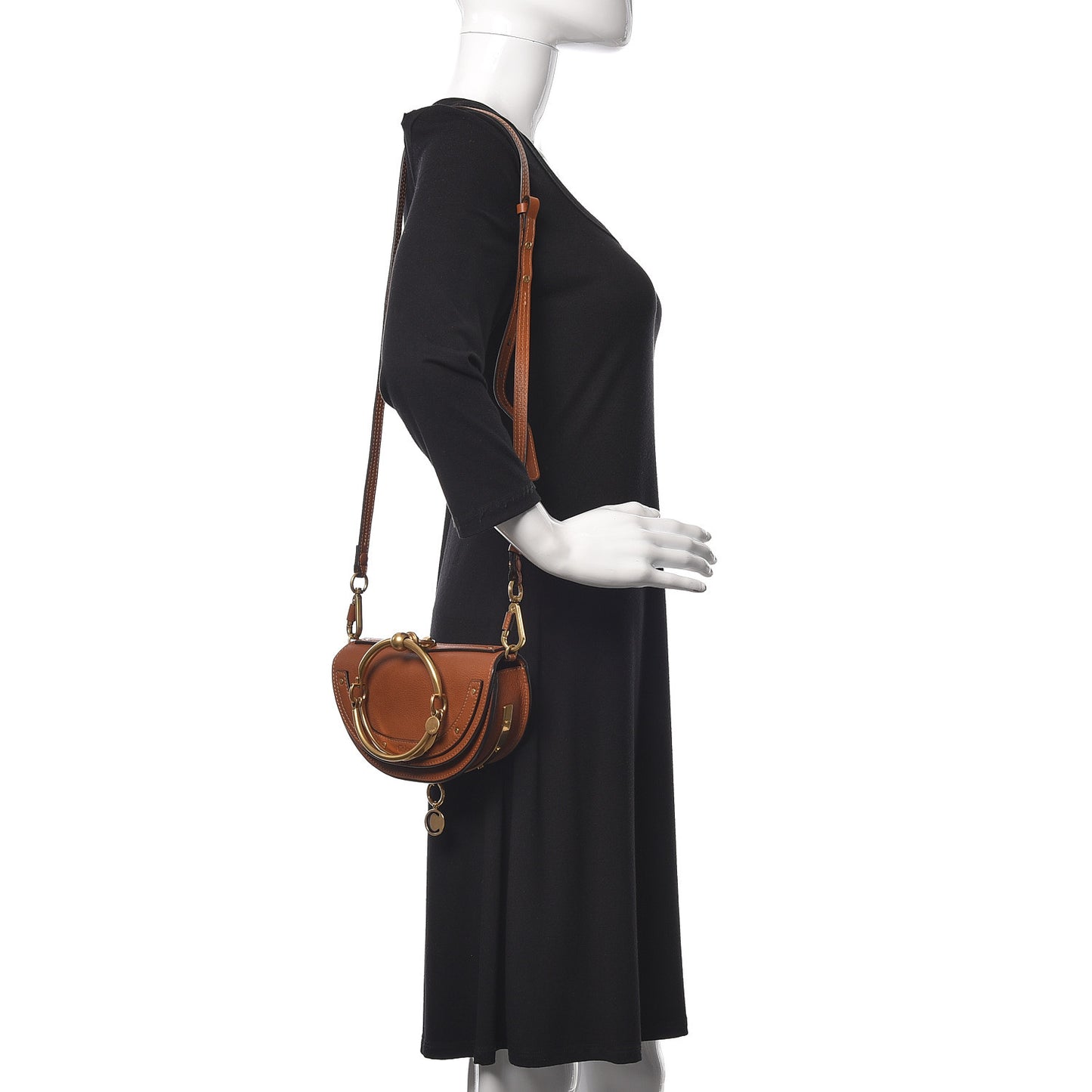 Calfskin Small Nile Bracelet Minaudiere Bag Caramel