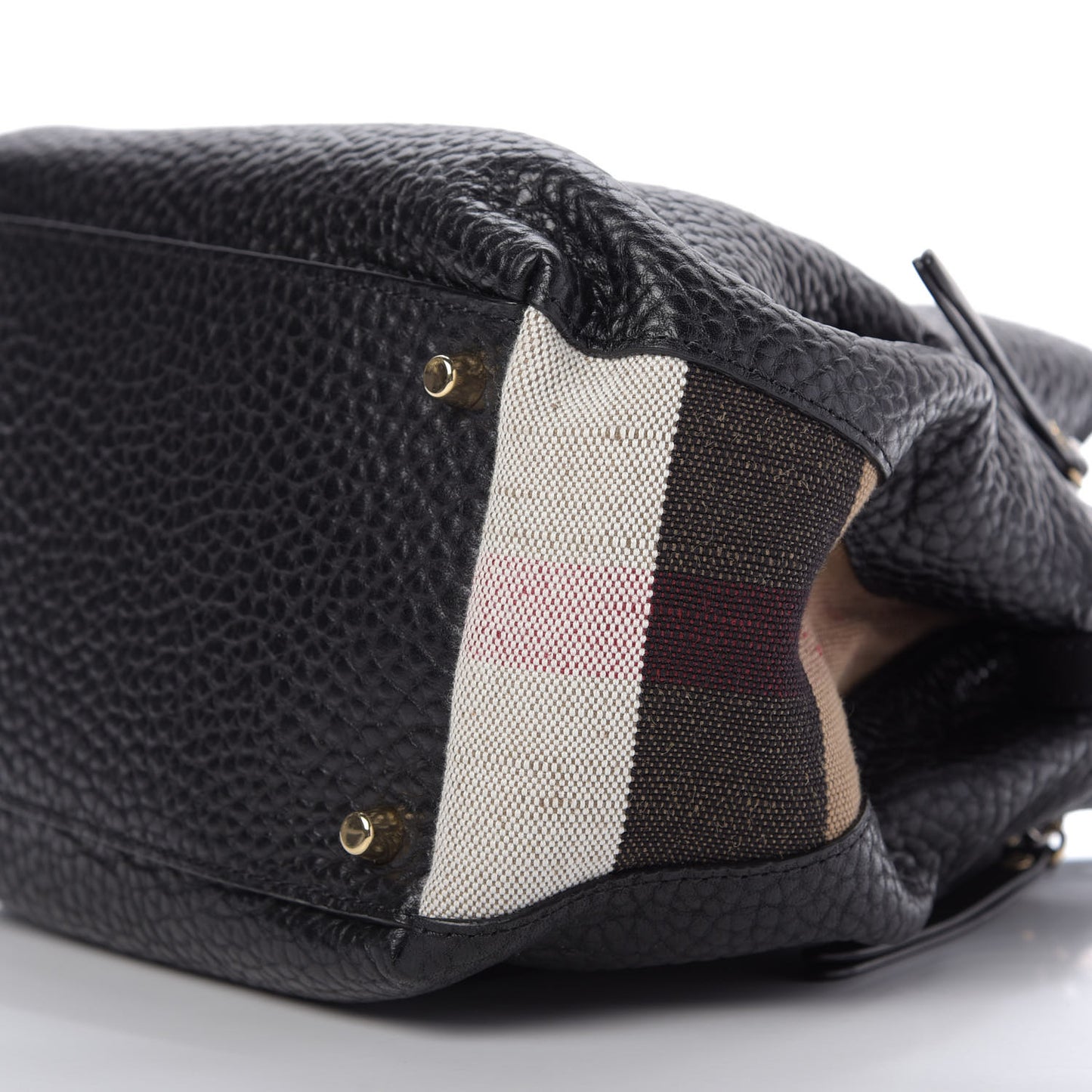 Grainy Calfskin House Check Small Maidstone Black