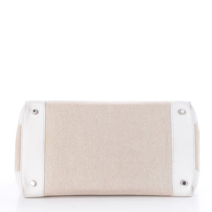 Hermes Toile Taurillon Clemence Birkin 35 White 6 of 41