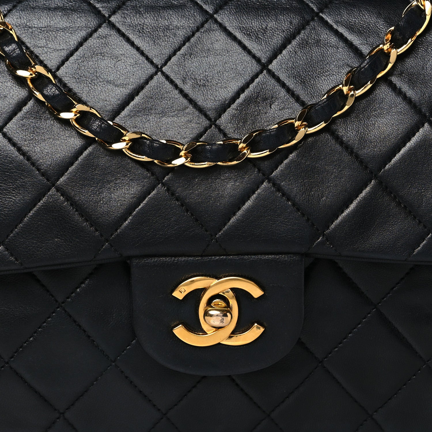 Chanel Lambskin Quilted Medium Double Flap Black 8 of 10