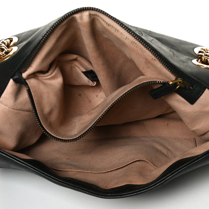 Gucci Calfskin Matelasse Medium GG Marmont Shoulder Bag Black 12 of 13