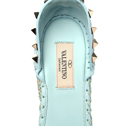 Valentino Garavani Grained Calfskin Rockstud Ankle Wrap Espadrille 15/85mm Wedges 37 Acodamar 7 of 8