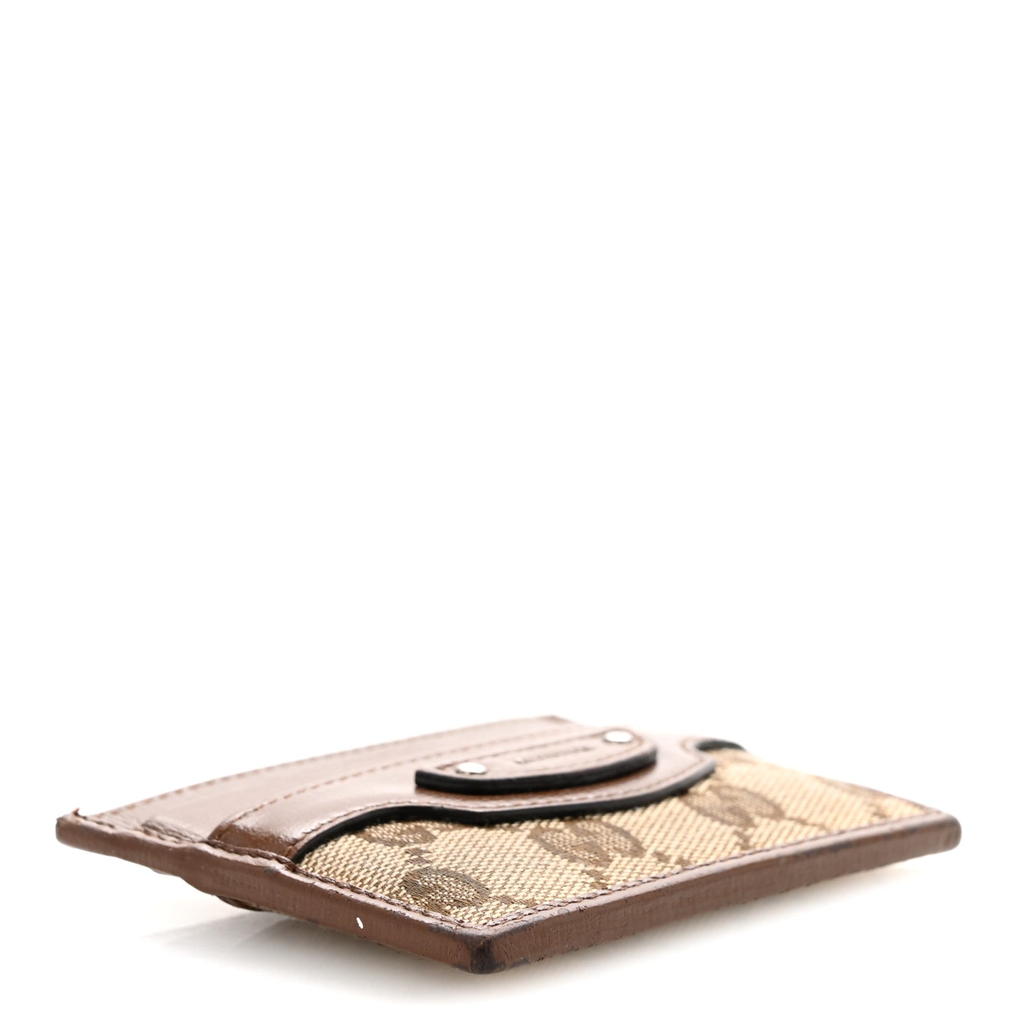 X GUCCI GG Monogram Azalea Calfskin Neo Classic Card Holder Beige Ebony Brown Sugar