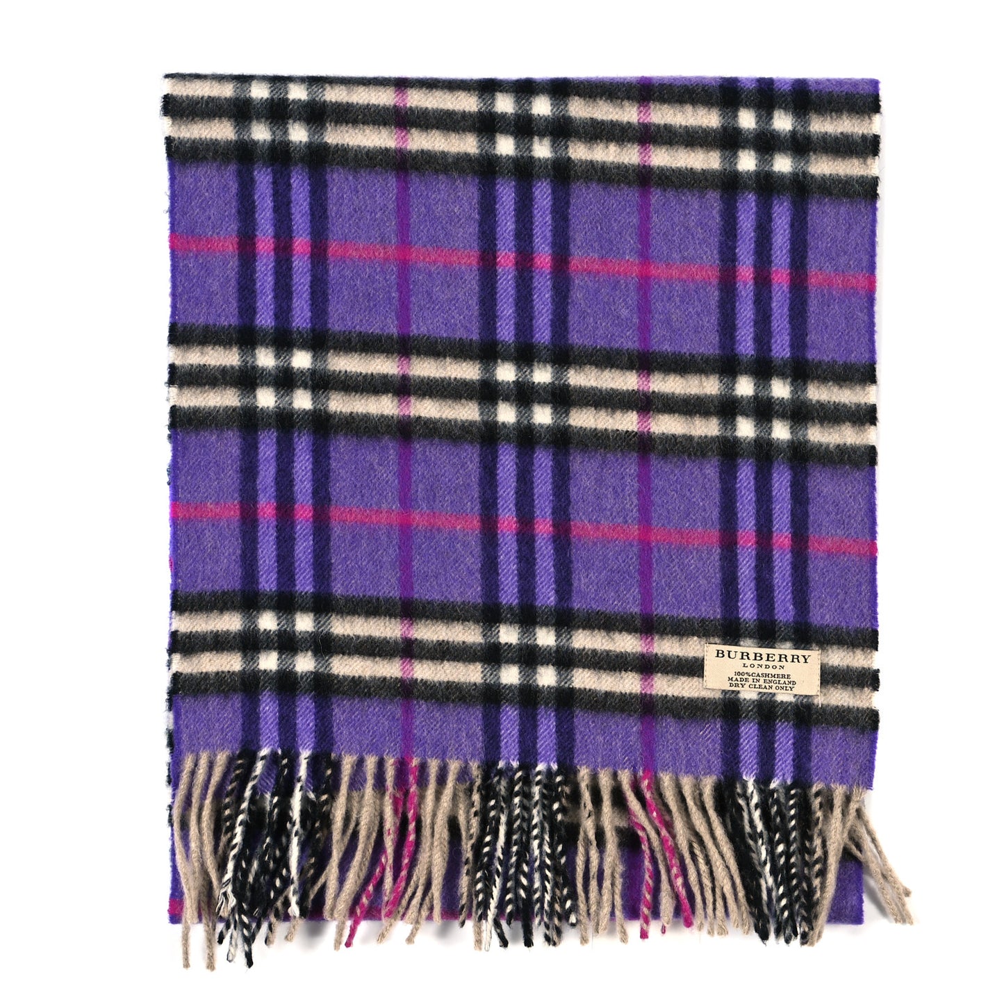Cashmere Check Fringe Scarf Purple