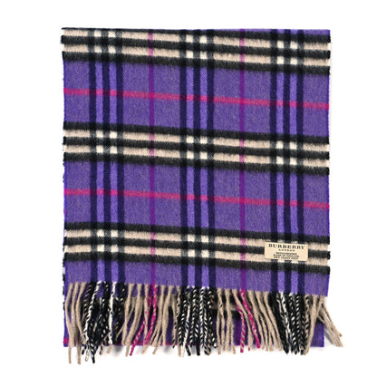 Burberry Cashmere Check Fringe Scarf Purple 2 of 4