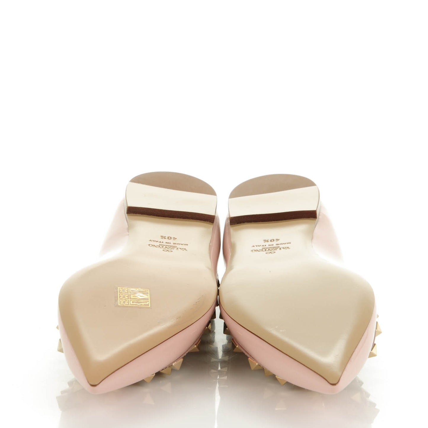 Patent Rockstud Cage Ballerina Flats 40.5 Water Rose Poudre
