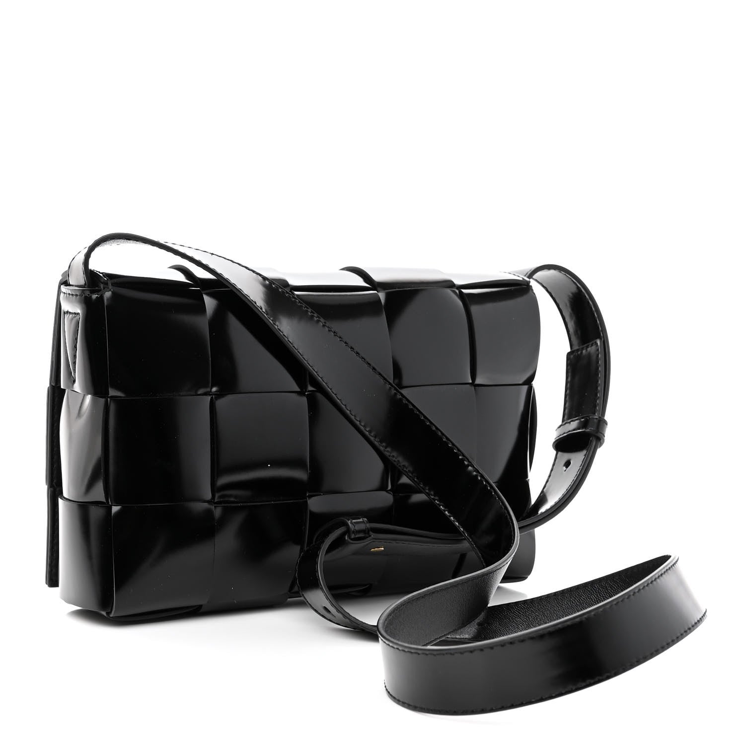 Bottega Veneta Patent Maxi Intrecciato Cassette Crossbody Bag Black 3 of 10