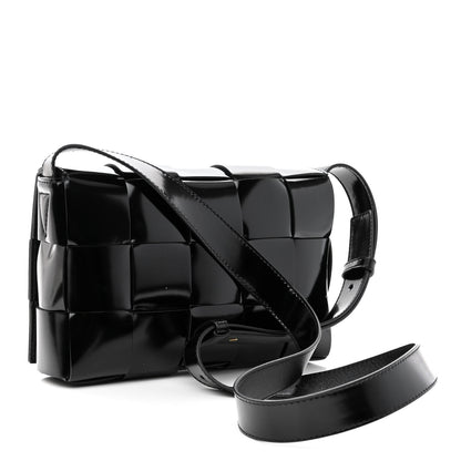 Bottega Veneta Patent Maxi Intrecciato Cassette Crossbody Bag Black 3 of 10