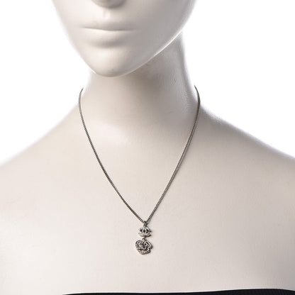 Chanel Swarovski Crystal Camellia CC Necklace Silver 2 of 5
