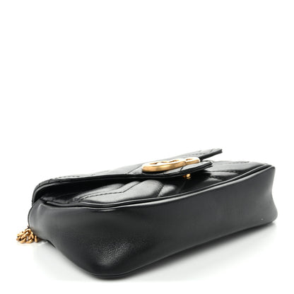 Gucci Calfskin Matelasse Super Mini GG Marmont Shoulder Bag Black 4 of 11