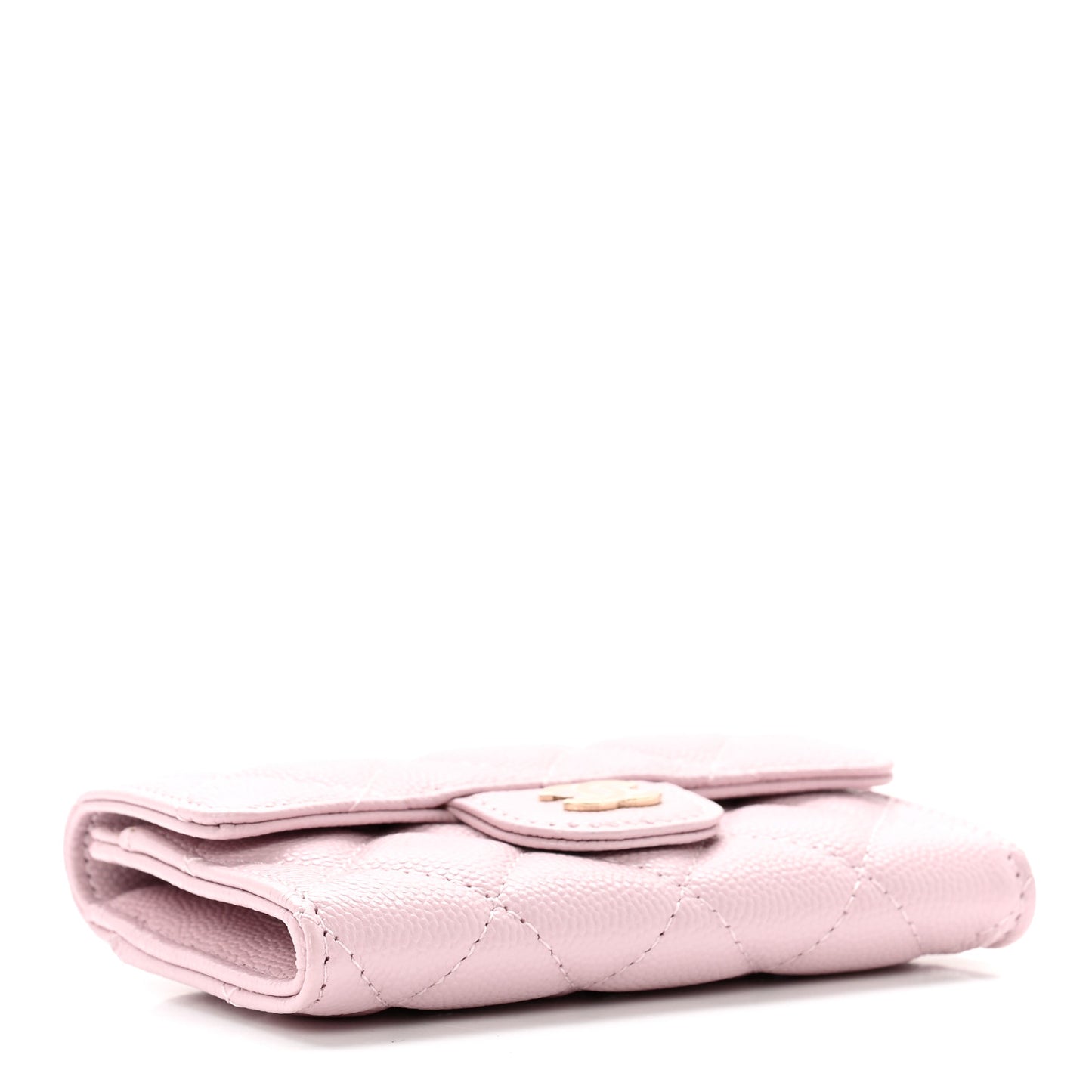 Caviar Quilted Flap Card Holder Wallet Light Pink