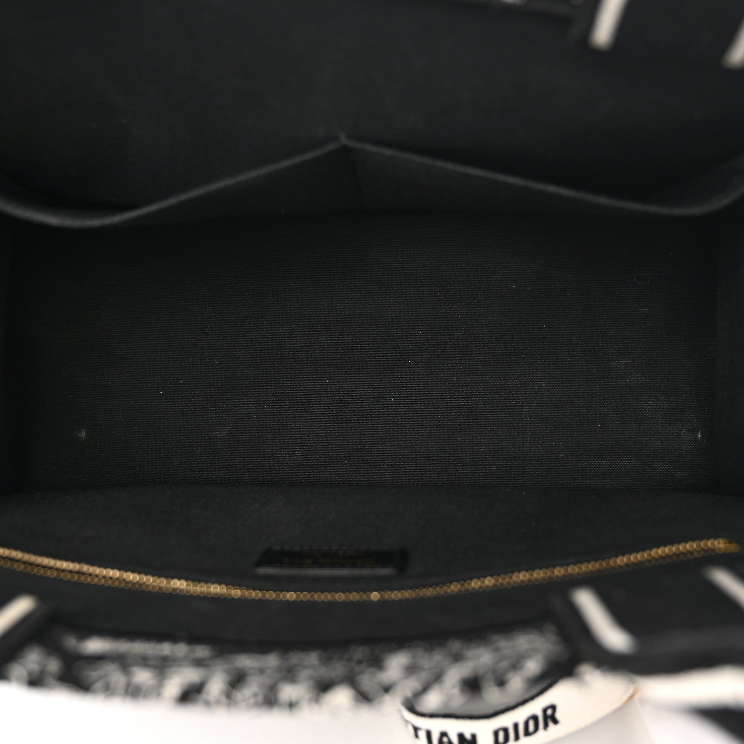 Christian Dior Calfskin Canvas Medium Plan De Paris Book Tote With Strap Black White 5 of 15