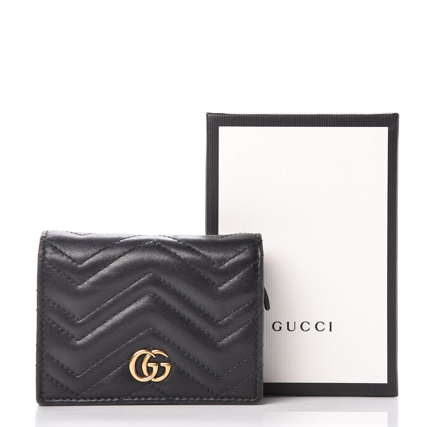 Calfskin Matelasse GG Marmont Card Case Wallet Black