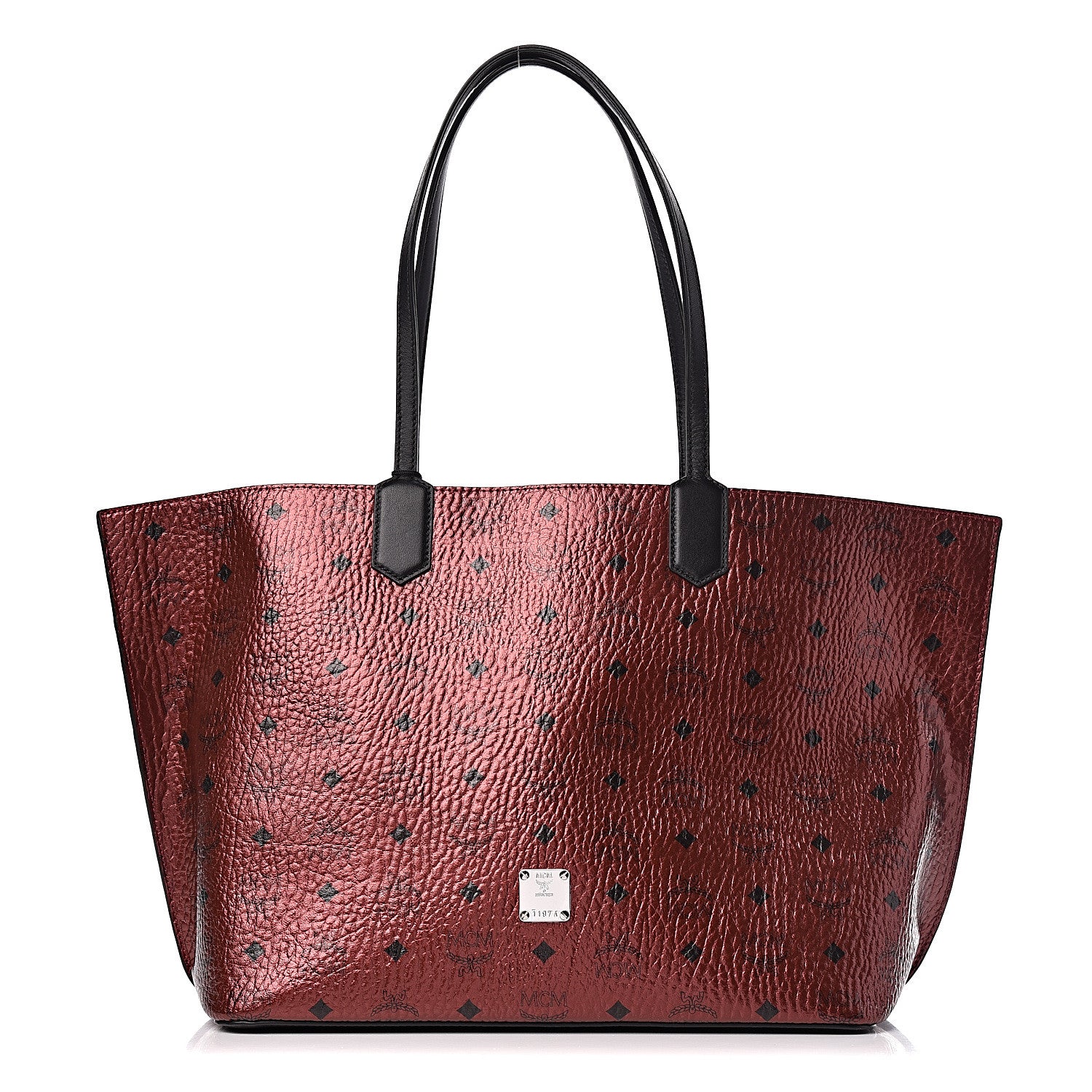 MCM Metallic Visetos Shopper Tote Scooter Red 1 of 13