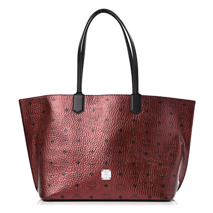 MCM Metallic Visetos Shopper Tote Scooter Red 1 of 13