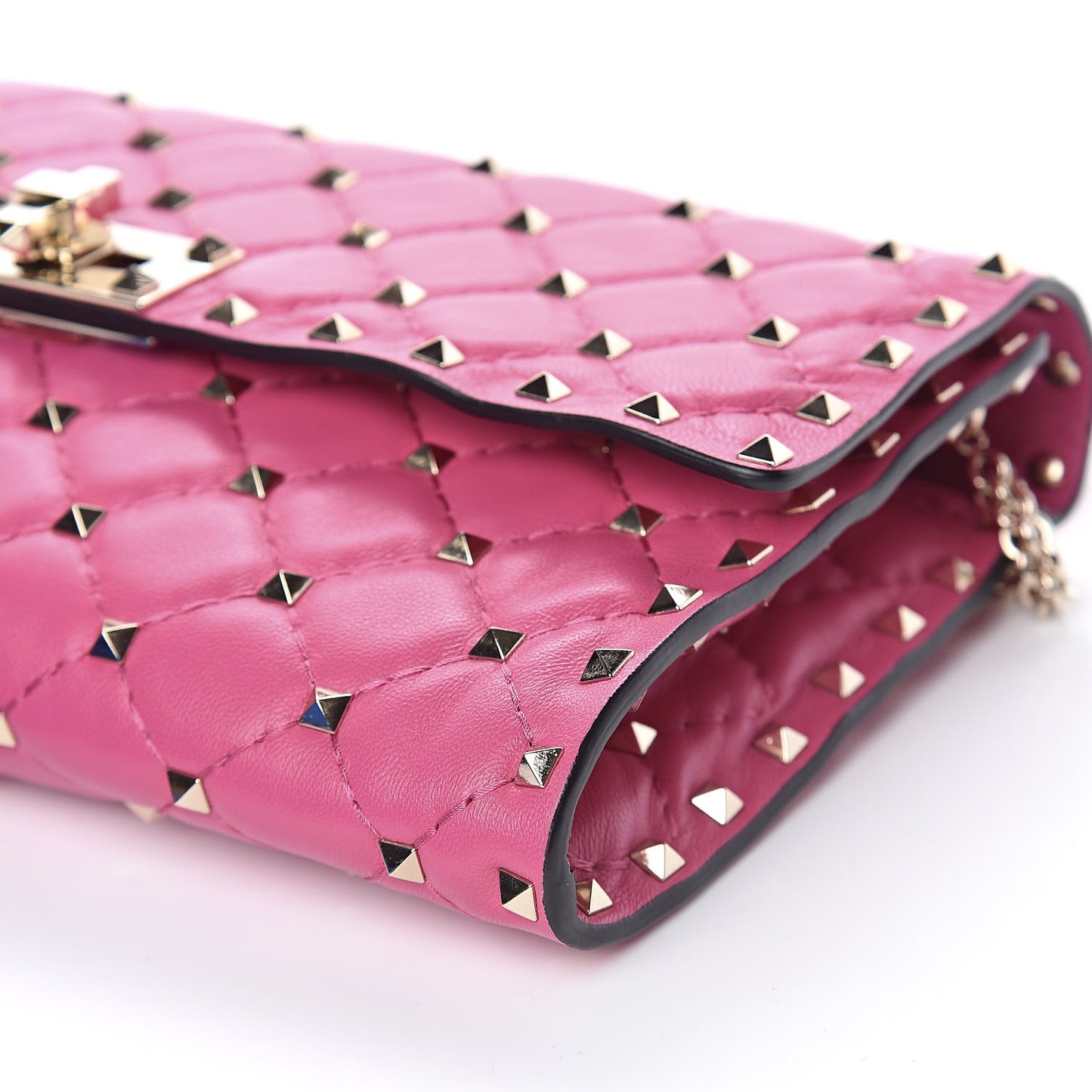 Nappa Rockstud Spike Wallet On Chain Pink Orchid