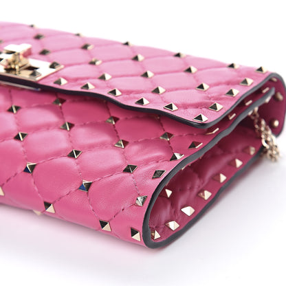 Valentino Garavani Nappa Rockstud Spike Wallet On Chain Pink Orchid 8 of 9