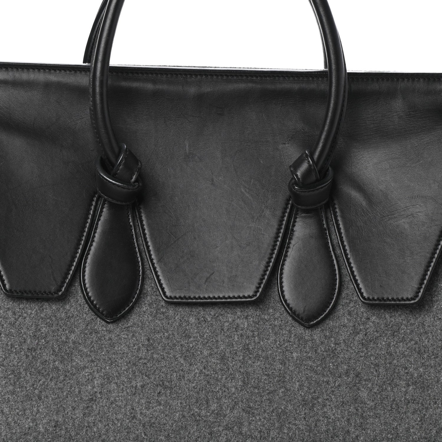 Celine Felt Calfskin Medium Tie Knot Tote Grey Black 7 of 9