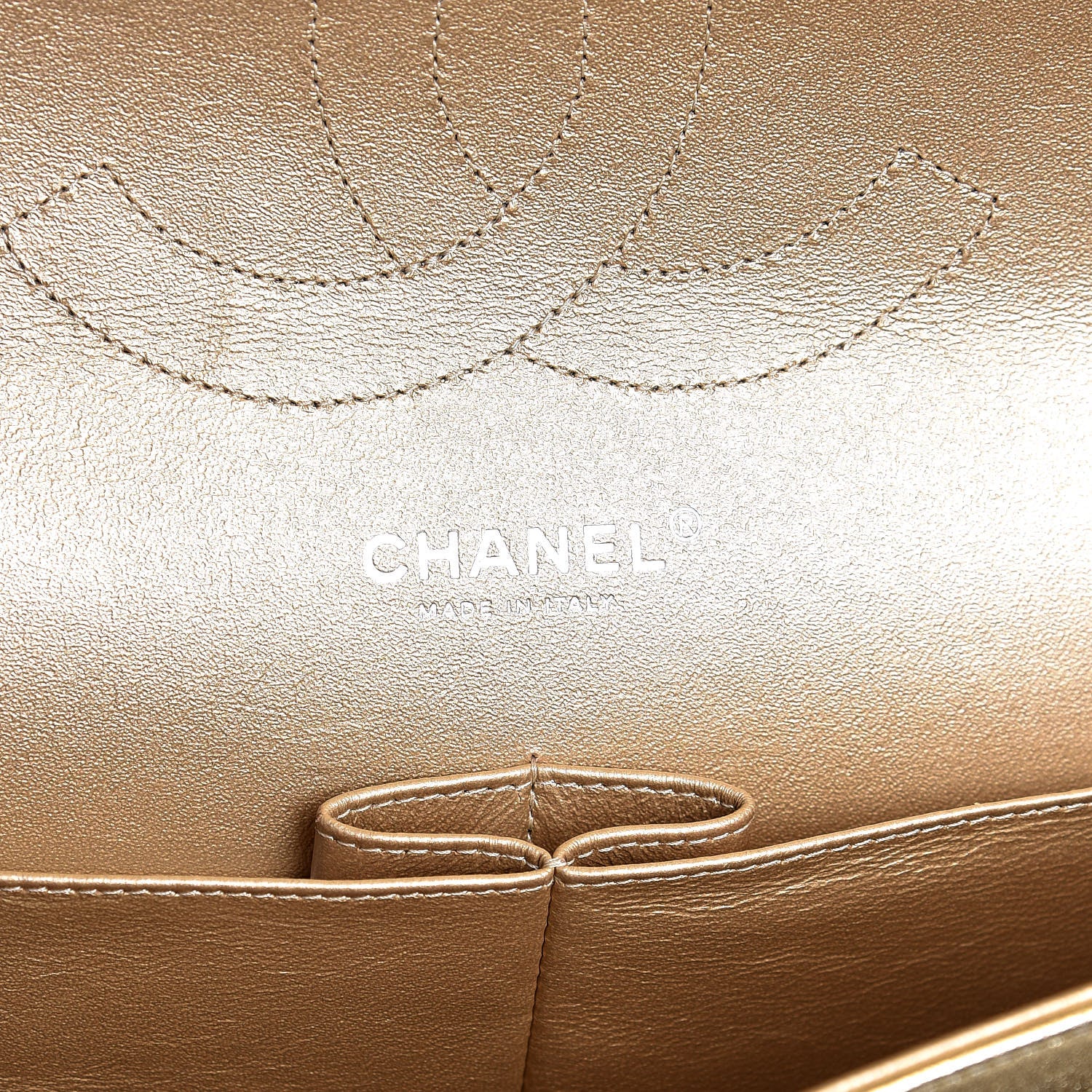 Chanel Metallic Washed Lambskin Quilted Jumbo Double Flap Dark Gold Black 7 of 12