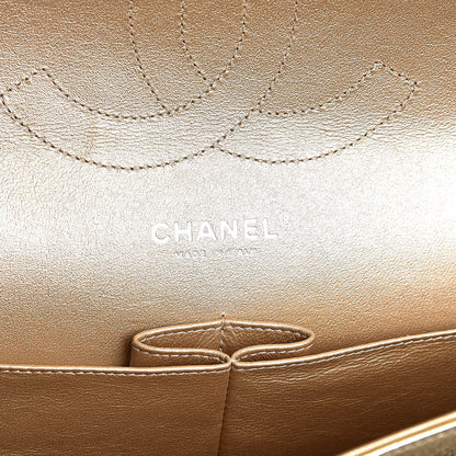 Chanel Metallic Washed Lambskin Quilted Jumbo Double Flap Dark Gold Black 7 of 12